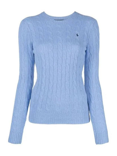 Pony Embroidered Logo Cable Knit Top Light Blue - POLO RALPH LAUREN - BALAAN 2