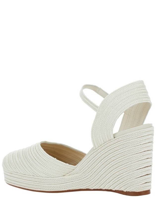 'Carolyn' White Wedges With Strap In Metallic Raffia Woman - CASTANER - BALAAN 3