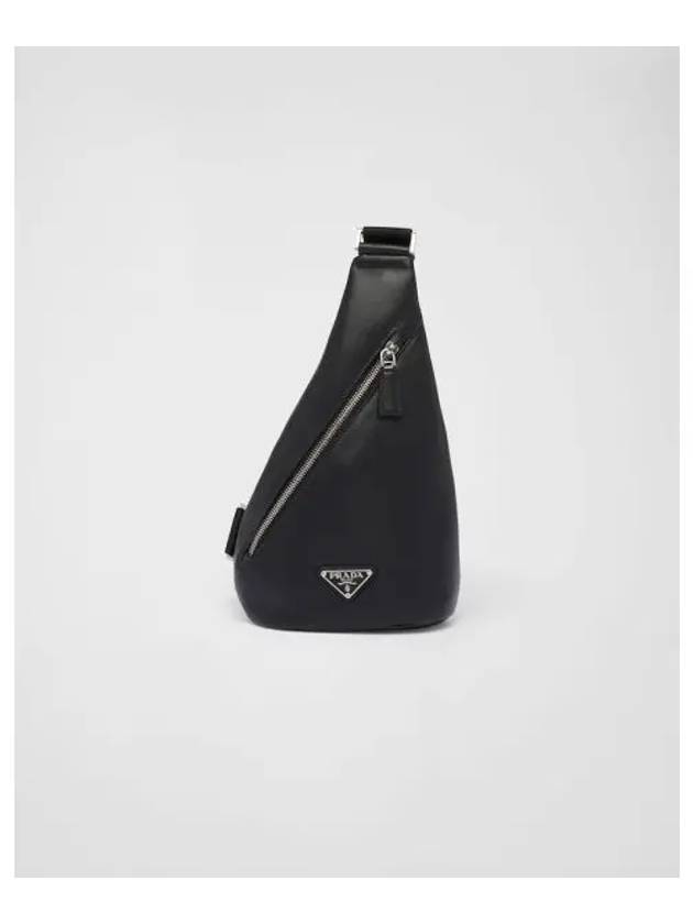 Logo Leather Cross Bag Black - PRADA - BALAAN 2