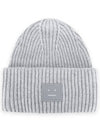 Face Patch Ribbed Wool Beanie Grey - ACNE STUDIOS - BALAAN 2