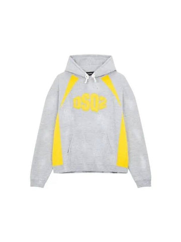 Men s Color Block Logo Hooded Sweatshirt Melange Gray - DSQUARED2 - BALAAN 1