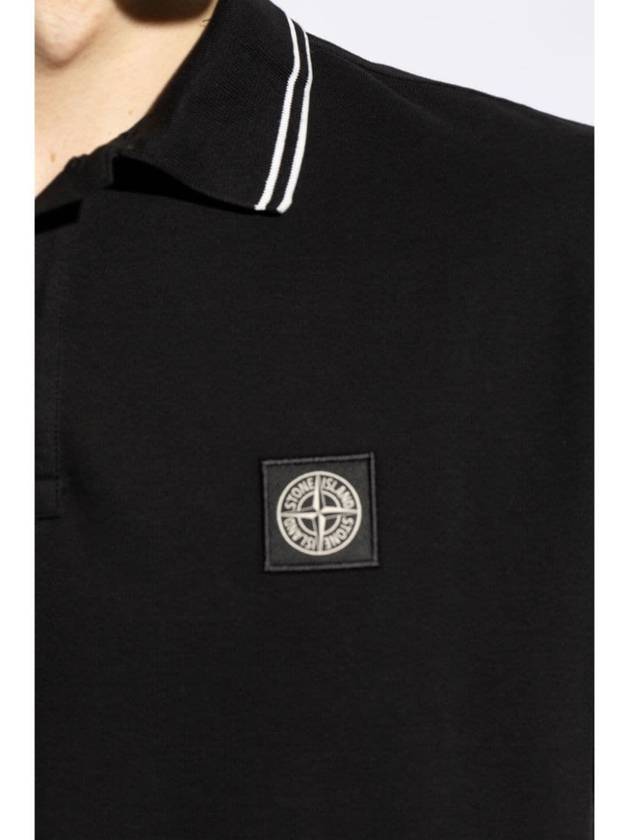 Logo Patch Polo Shirt Black - STONE ISLAND - BALAAN 6