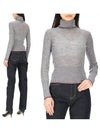 Women's Wool Rib Turtleneck Grey - THOM BROWNE - BALAAN 2