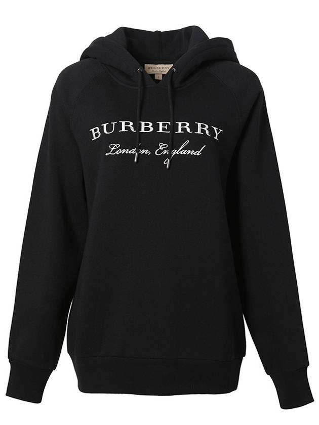 Lettering Embroidered Hoodie Black - BURBERRY - BALAAN 2