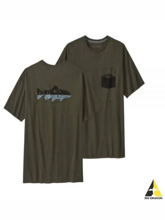 Men's Wild Waterline Pocket Responsibili Short Sleeve T-Shirt Basin Green - PATAGONIA - BALAAN 2