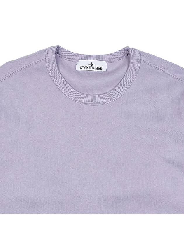 Brushed Cotton Fleece Garment Dyed Crewneck Sweatshirt Lavender - STONE ISLAND - BALAAN 4