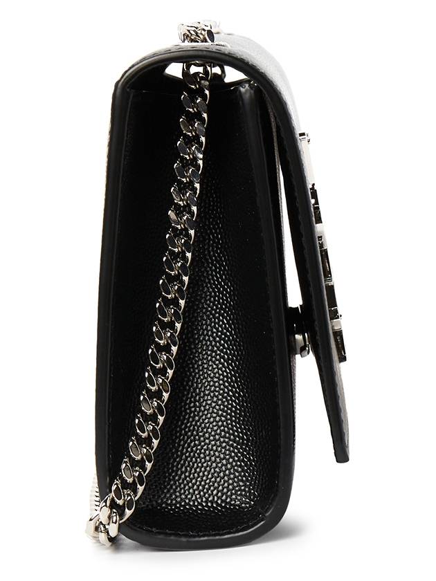 Kate Small Chain Bag In Grain de Poudre Leather Black - SAINT LAURENT - BALAAN 4