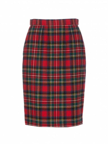 Tartan Motifwool Midi Skirt 763685 Y2H556363 B0010654442 - SAINT LAURENT - BALAAN 1