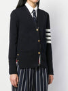 Cotton 4-Bar Milano Classic V-Neck Cardigan Navy - THOM BROWNE - BALAAN 4