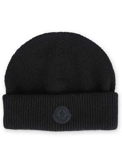 Black logo wool beanie 3B00038 M1242 999 - MONCLER - BALAAN 2