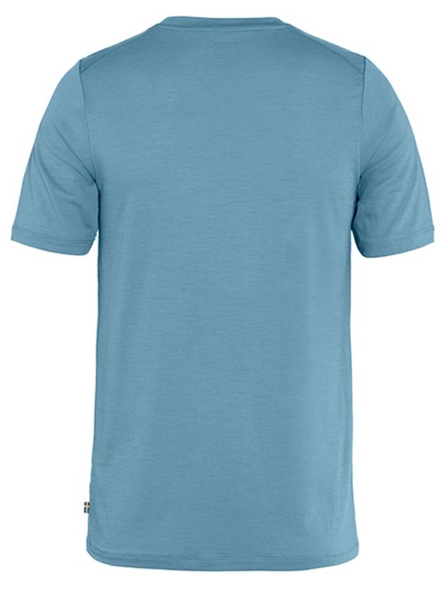 Men's Abisko Wool Logo Short Sleeve T-Shirt Dawn Blue - FJALL RAVEN - BALAAN 3