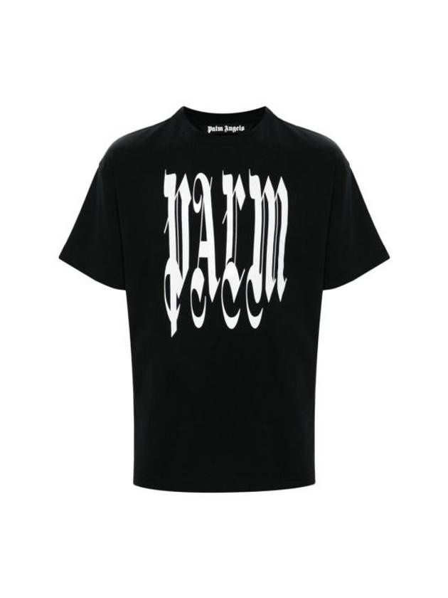 24FW Palm Angels short sleeve t-shirt PMAA001F24JE R002 1003 BLACK - PALM ANGELS - BALAAN 1