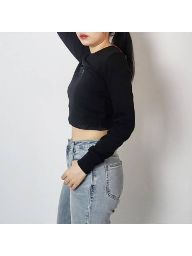 F Slimmy Cutout Logo Crop Sweatshirt Black - DIESEL - BALAAN 5