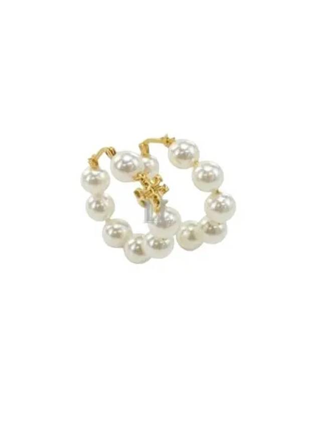 Women's Kira Hoop Logo Pearl Earrings White - TORY BURCH - BALAAN 2