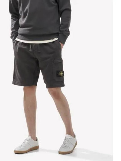 Cotton Fleece Cargo Bermuda Shorts Dark Grey - STONE ISLAND - BALAAN 2