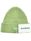 Mini fancy PANSY face beanie pale green melange - ACNE STUDIOS - BALAAN 3