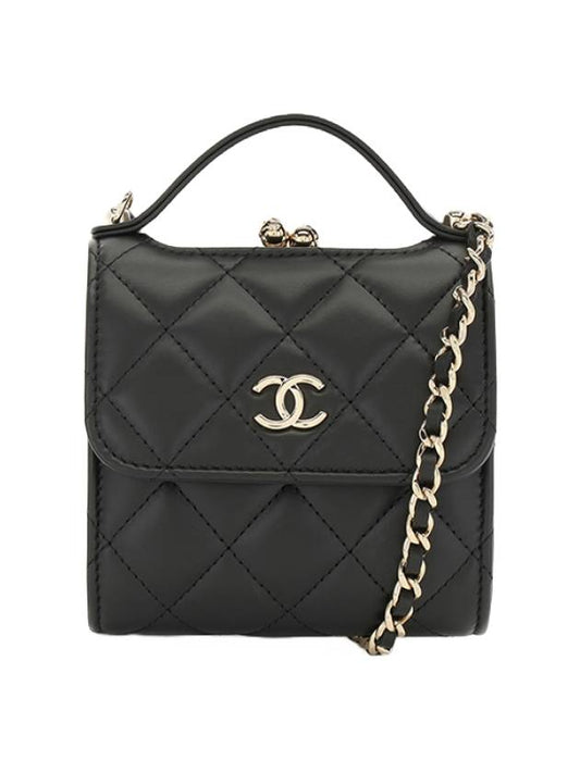 Women's Gold Vanity Retro Lambskin Chain Mini Bag Black - CHANEL - BALAAN.