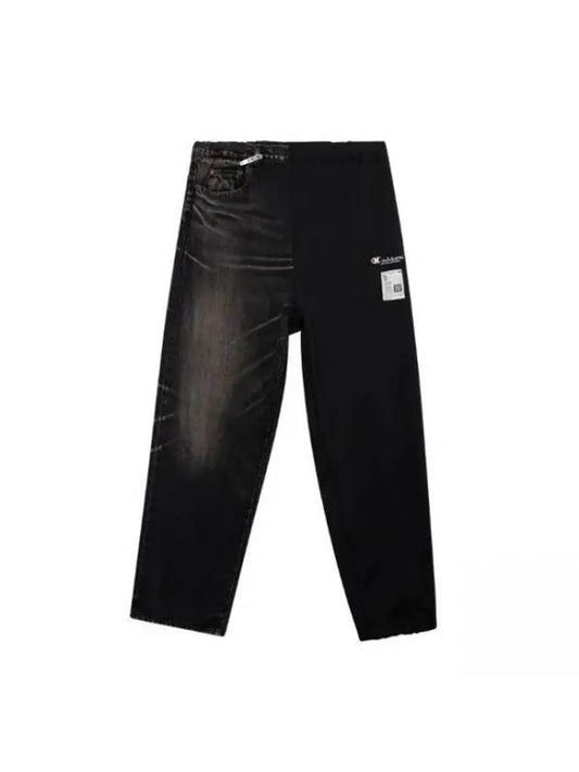 MAISON J10PT023 BLACK Half Sweat Denim Pants - MIHARA YASUHIRO - BALAAN 1