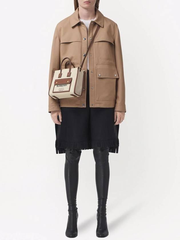 Mini Two-Tone Canvas and Leather Freya Tote Bag Natural Tan - BURBERRY - BALAAN 3