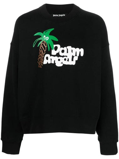 Sketchy Classic Crew Neck Sweatshirt Black - PALM ANGELS - BALAAN 1