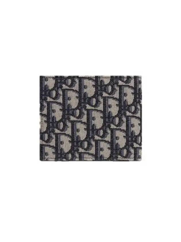 Compact Wallet Beige & Black  Oblique Jacquard - DIOR - BALAAN 4