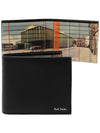 Logo Rainbow Car Print Leather Half Wallet Black - PAUL SMITH - BALAAN 2