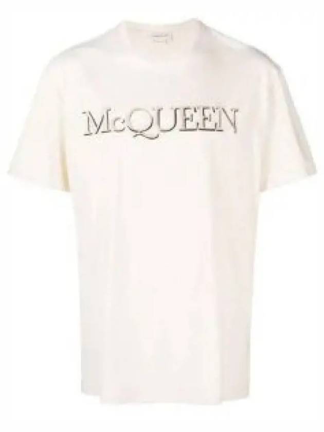 Embroidered Logo Short Sleeve T-Shirt White - ALEXANDER MCQUEEN - BALAAN 2