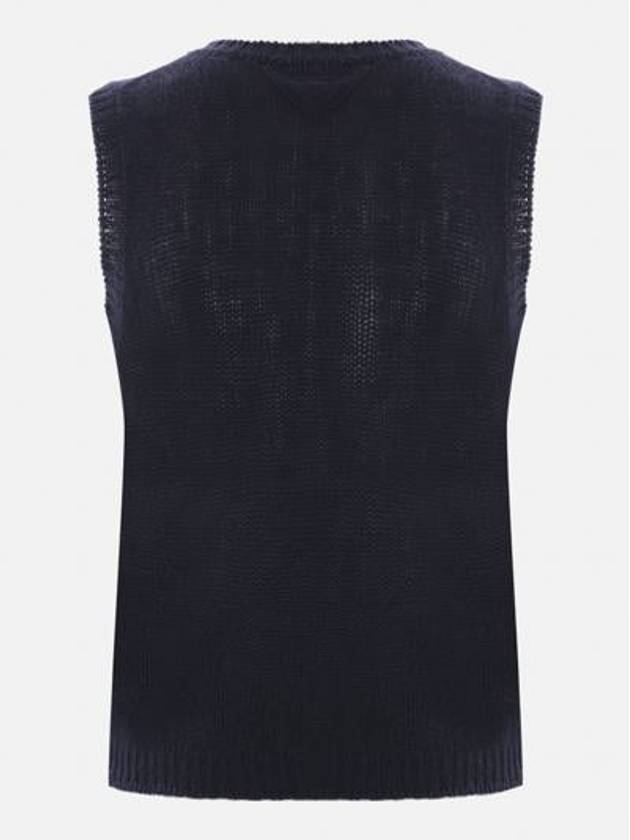 V neck knit vest navy - PRADA - BALAAN 3