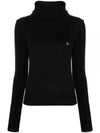 Bea ORB Embroidered Logo Turtleneck Black - VIVIENNE WESTWOOD - BALAAN 2