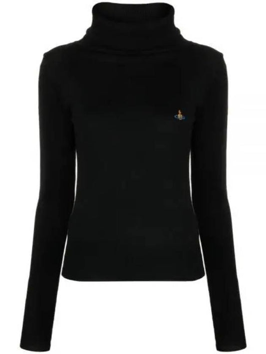 Bea ORB Embroidered Logo Turtleneck Black - VIVIENNE WESTWOOD - BALAAN 2