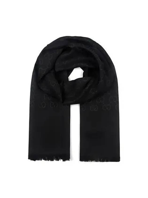 GG Jacquard Pattern Two-Tone Wool Silk Muffle Black - GUCCI - BALAAN 2