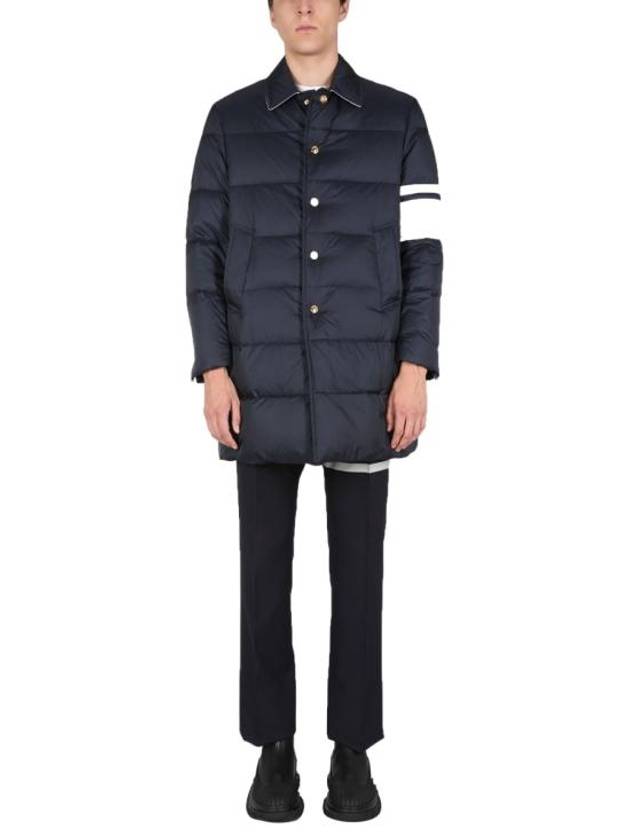 Men's 4 Bar Stripe Matte Finish Padding Navy - THOM BROWNE - BALAAN 3