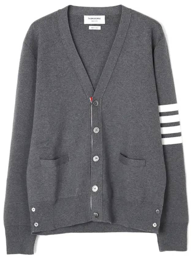 Milano Stitch 4-Bar Cardigan Medium Grey - THOM BROWNE - BALAAN 2