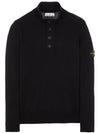 Wappen Patch Half Button Lambswool Knit Top Black - STONE ISLAND - BALAAN 2