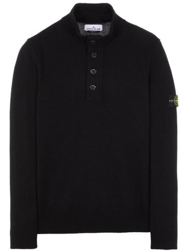 Wappen Patch Half Button Lambswool Knit Top Black - STONE ISLAND - BALAAN 2