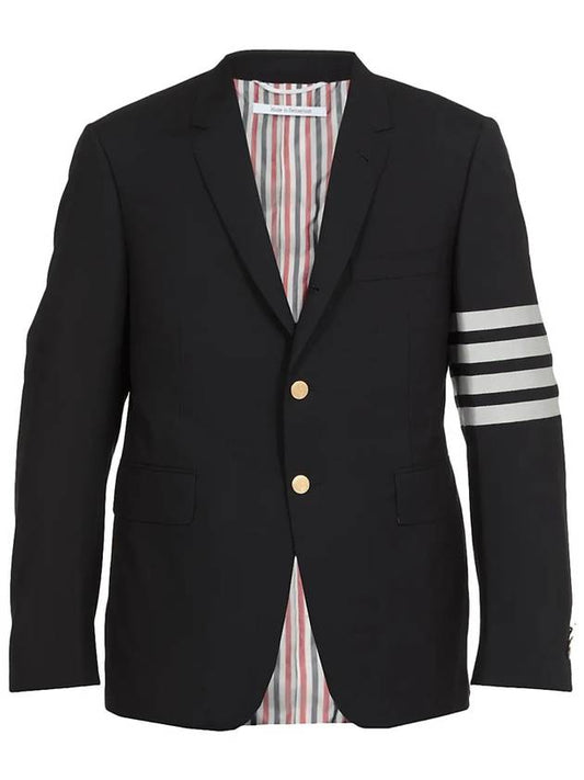 Plain Weave Suiting 4 Bar Classic Sport Jacket Jacket Navy - THOM BROWNE - BALAAN.