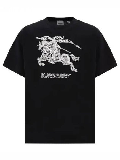 Embroidered EKD Cotton T-Shirt Black - BURBERRY - BALAAN 2