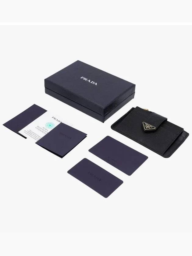 Triangle Logo Saffiano Half Wallet Black - PRADA - BALAAN 5