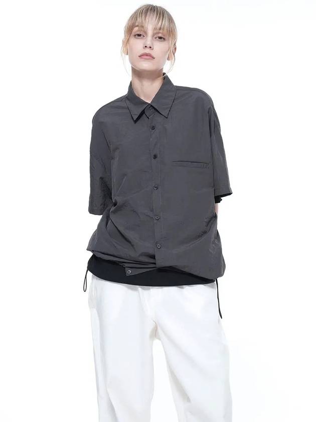 Women s SSHS CH Seersucker String Half Shirt Charcoal - CHANCE'S NOI - BALAAN 1