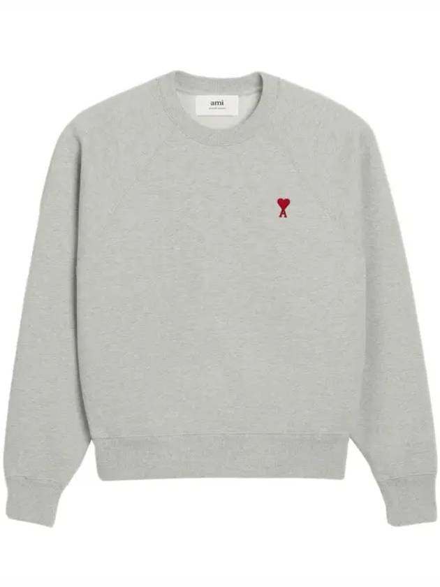 Cotton Heart Logo Sweatshirt Grey - AMI - BALAAN 2