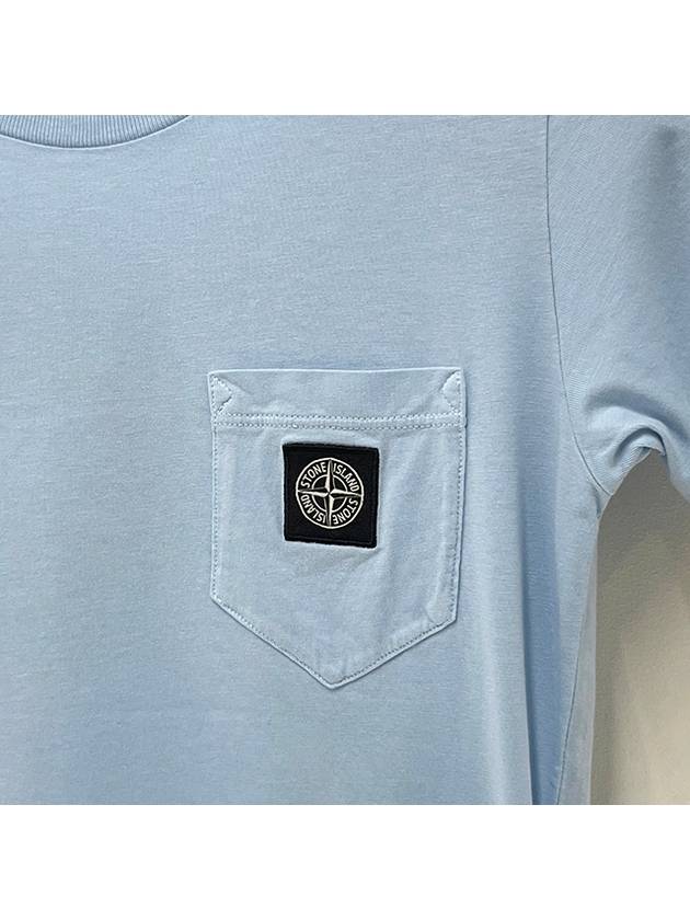 Kids Logo Patch Pocket Short Sleeve T Shirt 6 8 Blue 801620347 V0040 - STONE ISLAND - BALAAN 4