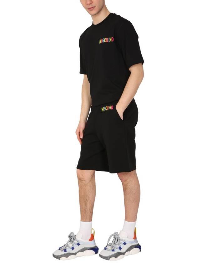 Multicolor Logo Bermuda Shorts Black - MOSCHINO - BALAAN 3