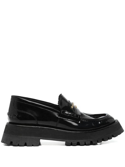 Carter Rug Gold Logo Leather Loafers Black - ALEXANDER WANG - BALAAN 2