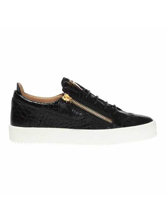 Frankie Crocodile Effect Low-Top Sneakers Black - GIUSEPPE ZANOTTI - BALAAN 1