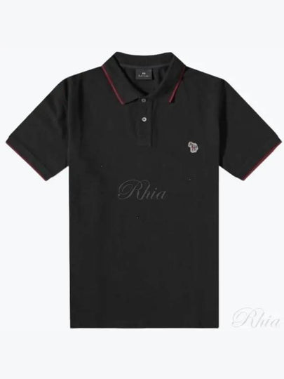 Zebra Patch Regular Fit Short Sleeve Polo Shirt Black - PAUL SMITH - BALAAN 2