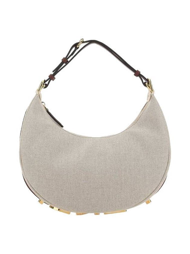 Fendigraphy Small Canvas Hobo Shoulder Bag Natural White - FENDI - BALAAN 1