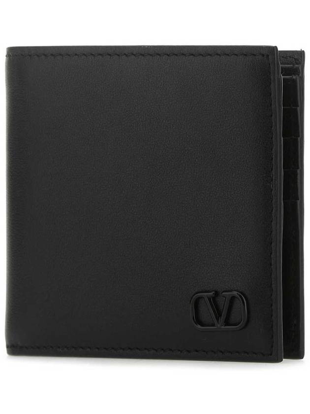 V Logo Signature Half Wallet Black - VALENTINO - BALAAN 3