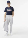 Men's Mesh Panel Logo Track Pants Grey - LACOSTE - BALAAN 3