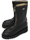 Salvatore Women's ERIALO Gancini Leather Zip-up Middle Boots Black - SALVATORE FERRAGAMO - BALAAN.