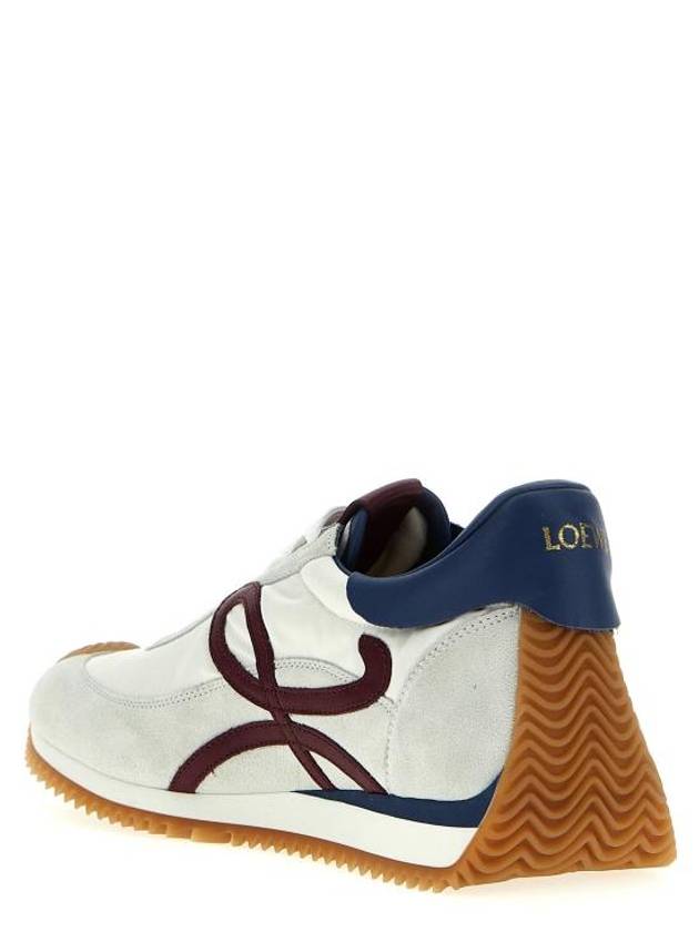 Flow Runner Nylon Suede Low Top Sneakers White Denim Raspberry - LOEWE - BALAAN 3